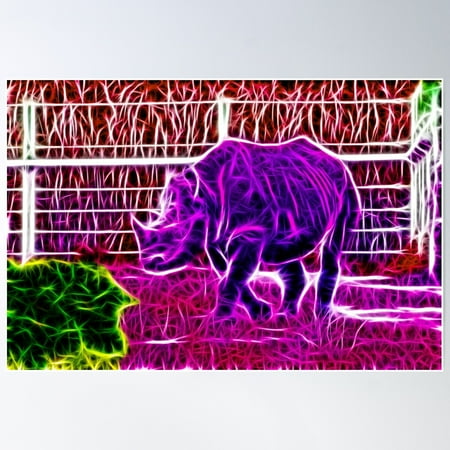 Rad Fractal Rhino Poster Wall Art, Modern Wall Decor For Living Room Bedroom, 8x12 UNFRAMED