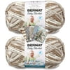 Bernat Baby Blanket Yarn - Big Ball 10.5 oz - 2 Pack with Pattern Cards in Color Little Sandcastles