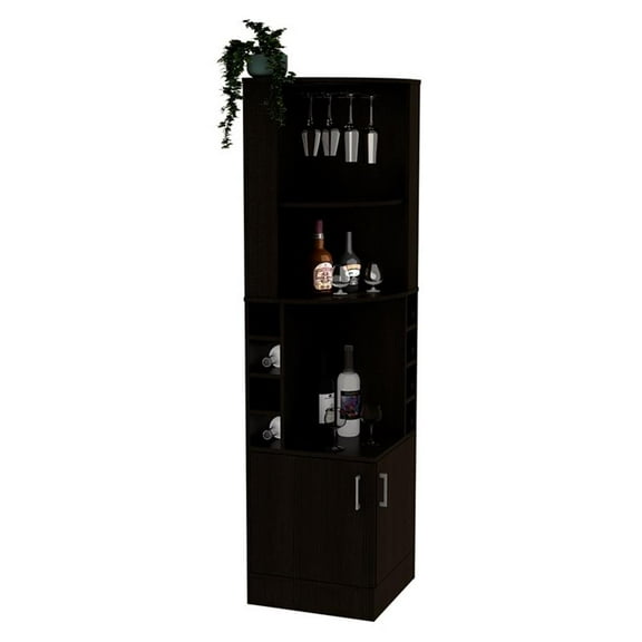 Atlin Designs Modern Corner Bar Cabinet in Black