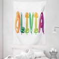 thumbnail image 1 of Olivia Tapestry, Well-Known Traditional Girl Name with Medieval Roots Modern Funny Party Letters, Wall Hanging for Bedroom Living Room Dorm Decor, 60W X 80L Inches, Multicolor, by Ambesonne, 1 of 2