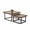 Walnut, variant on Tzou Nesting Coffee Table Set of 2 Square – Mid-Century Modern Fluted End Tables, Stackable Space-Saver for Living Room Bedroom Balcony, 23.6" & 19.7", MDF with Metal Legs