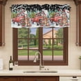thumbnail image 6 of Black Christmas Curtain Valances for Windows, Kitchen Valance Window Treatments Panel 2 Pack, Xmas Winter Snowflakes Red Truck Dogs Rod Pocket Short Curtains for Bathroom Bedroom 42 x 12 Inch, 6 of 8