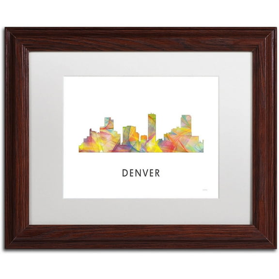 Trademark Fine Art 'Denver Colorado Skyline WB-1' Canvas Art by Marlene Watson, White Matte, Wood Frame