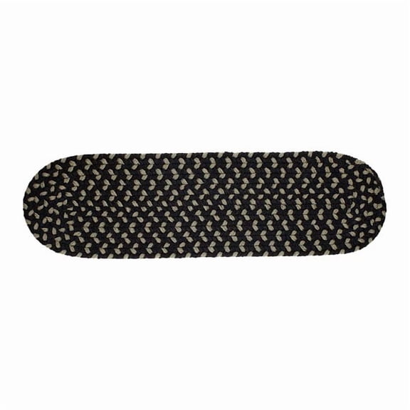 Rhody Rug Manhattan Braided Area Rugs, Black Satin, 8" x 28", Set-of-13