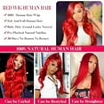 thumbnail image 5 of 13*6 Inch HD Lace Closure 100% Human Hair Wig Body Wave Lace Front Wig 30" Red Hair Heat Resistant Bleachable, 5 of 6