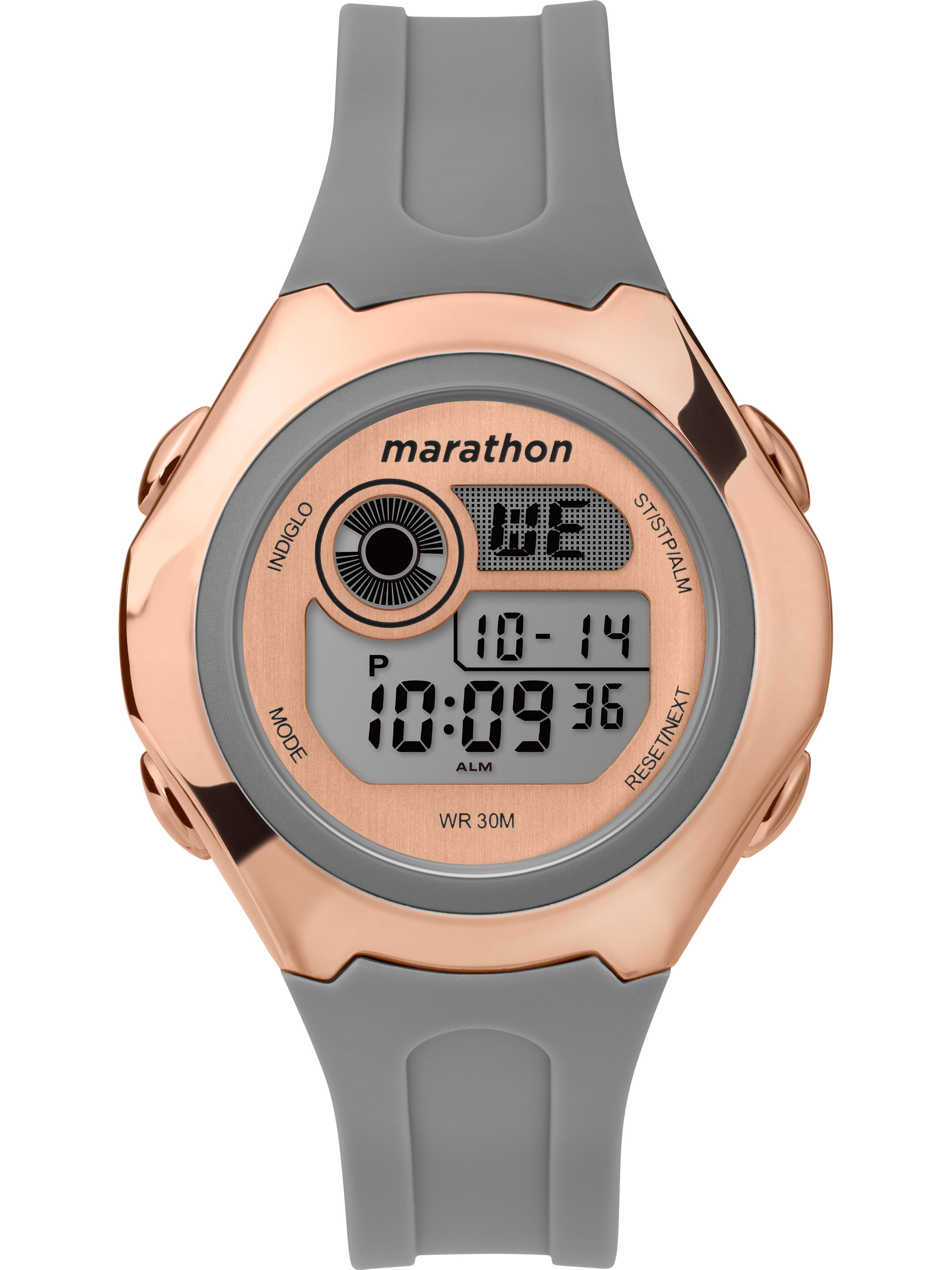 Marathon by Timex Women's Digital 39mm Gray/Rose Gold-Tone Watch, Resin Strap