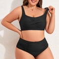 thumbnail image 3 of Zando PLus Size Bikini Sets for Women Tummy Control High Waisted Women's Bankini Swimsuits 2 Pieces Swimsuits for Big Busted Women with Ruched Black 2XL, 3 of 8