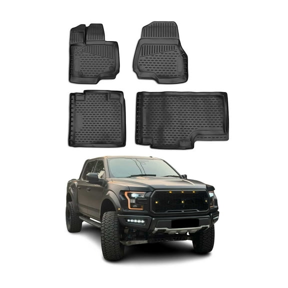 OMAC Floor Mats Liner for Ford F-150 SuperCrew Crew Cab 2015-2020 All-Weather 4x