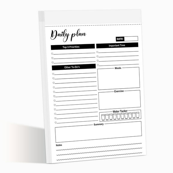Daily Planner Notepad with Hourly Schedule - ADHD Planner, Time Block Planning Pad, Desktop To Do List, College Supplies - 5.5 x 8.5” - 50 Perforated Sheets