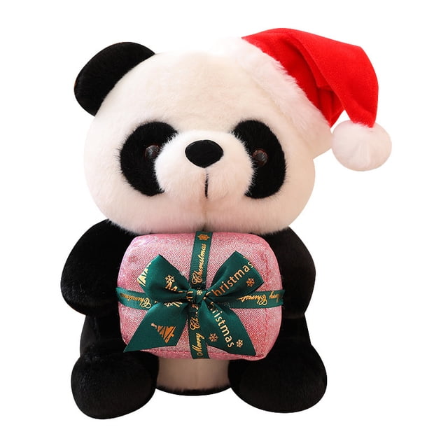 Peluche suave con diseño navideño de muñeca panda, 25 cm