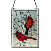 Northern Cardinals Stained Glass Window Panel