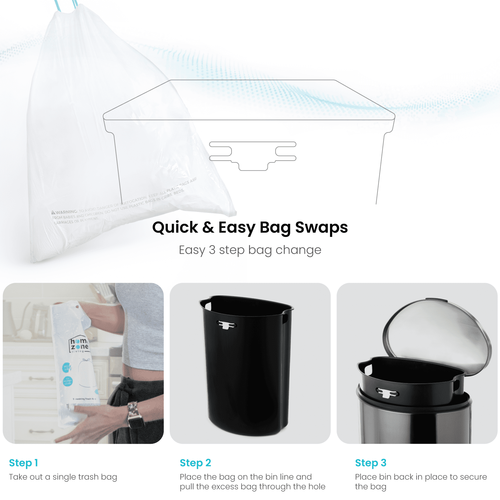 Open Top Trash Can, Semi-Round Shape — Home Zone Living