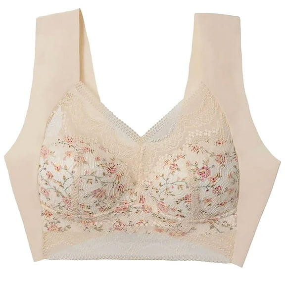 HomeGardon Sports Bras for Women,Minimizer Bras for Women Full Coverage,Women's Underwear Bra Lace Gathering Side Folding Fixed Cup Plus Size Seamless Underwear Thin Design,S-XXXL