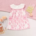 thumbnail image 4 of ZEHJUHAN Baby Girl Floral Embroidered Sleeveless Dress with Sailor Collar and Front Buttons Summer Outfit Blue，6-9M, 4 of 7