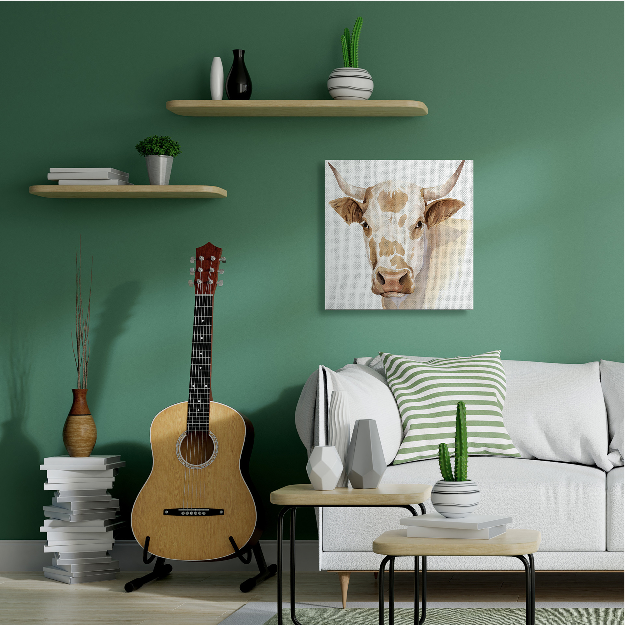 Stupell Industries Spotted Brown Cow Portrait Soft Tones Canvas Wall Art, 30 x 30, Design by Grace Popp