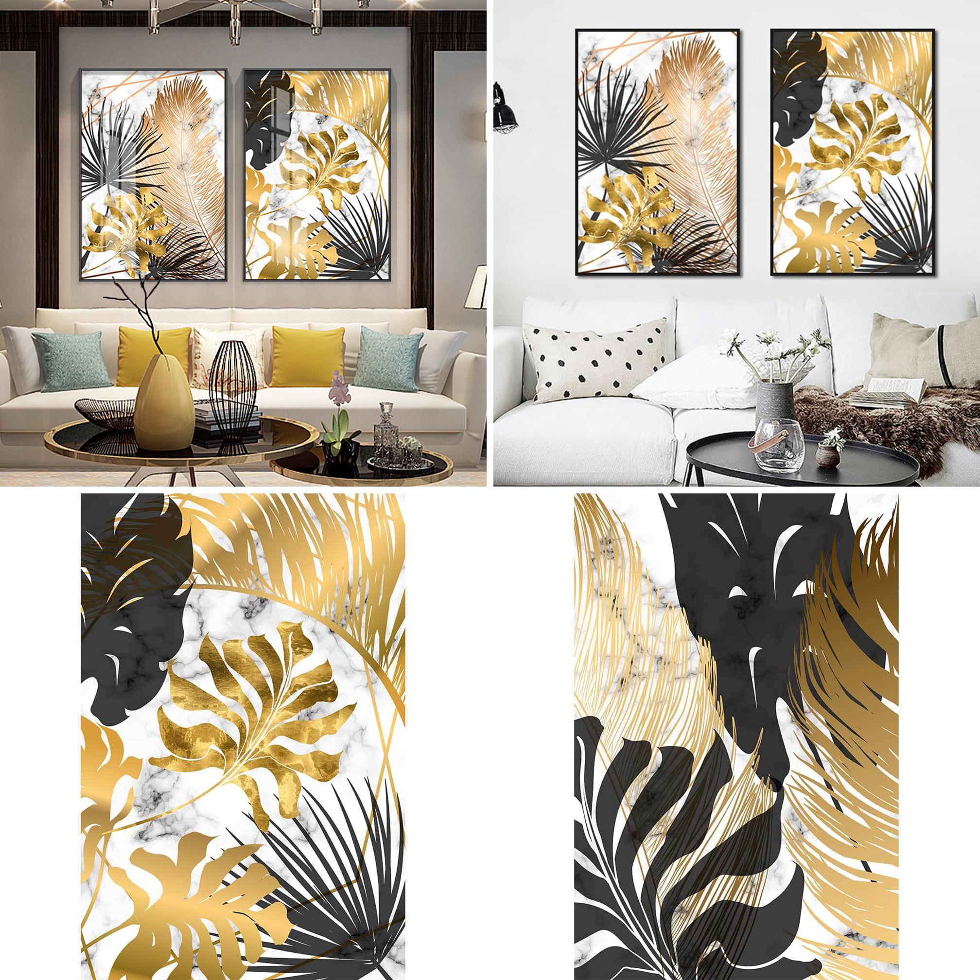 Limei Tropical Plant Wall Art Canvas Print Poster Gold