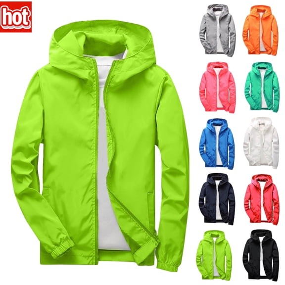 Xdegoge Girls Boys Rain Jacket Waterproof Windbreaker Jackets Lightweight Hooded Coat Outdoor Casual Sportswear for Boys Girls with Pockets Size 1-10