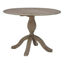 Linon Ervin Round Drop Leaf Pedestal Dining Table in Rustic Grey Washed Wood