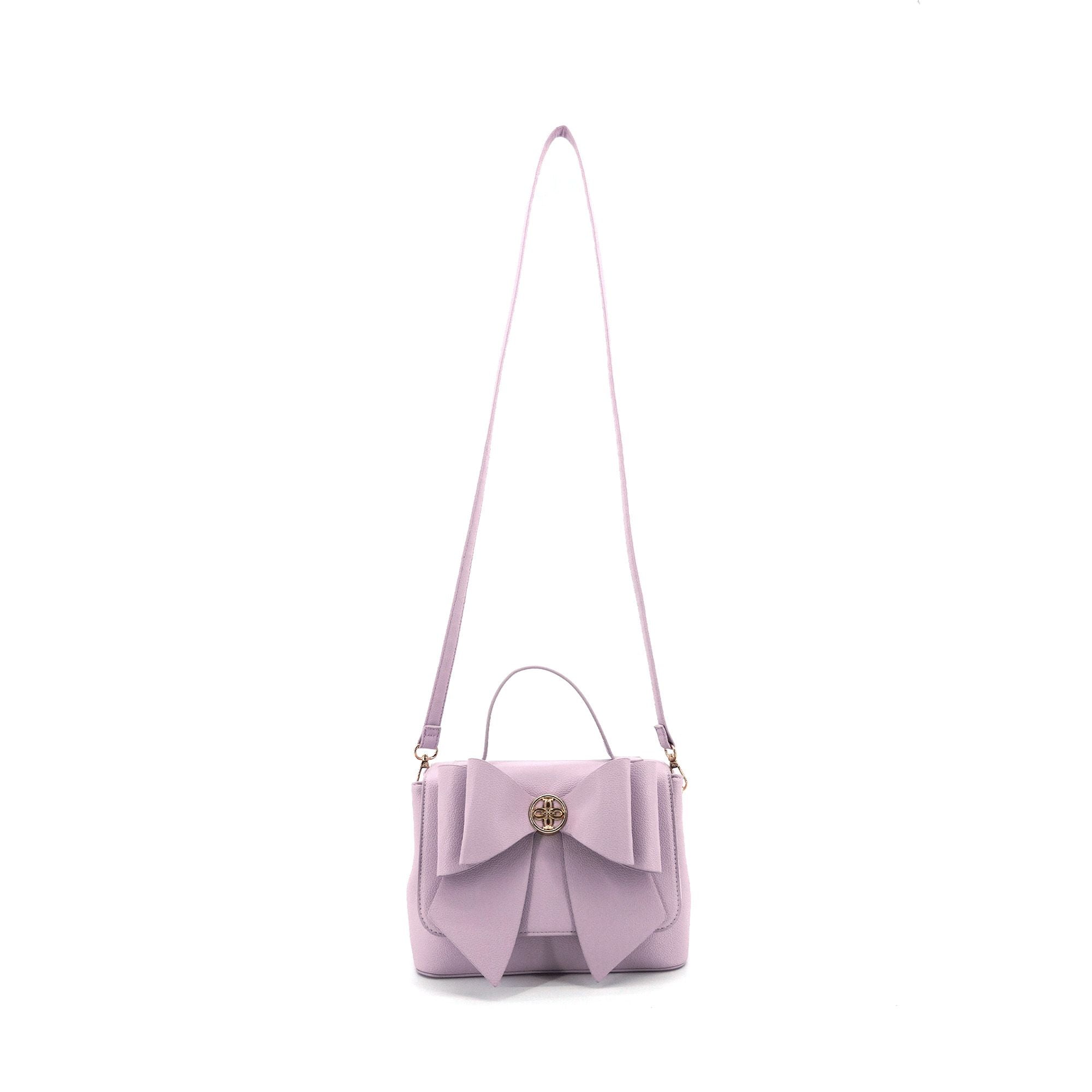 Like Dreams Women's Vegan Leather Adjustable Eva Double Bow Everyday Crossbody, Lilac