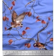 thumbnail image 1 of Soimoi Blue Rayon Fabric Dry Leaves & American Goldfinch Bird Print Fabric by Yard 42 Inch Wide, 1 of 3