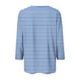 thumbnail image 4 of Olyvenn Womens 3/4 Length Sleeve Tops Cute Solid V Neck Shirts Casual Button Down Tunic Blouse Dressy Comfy Base Tee Shirts Blue 10, 4 of 5