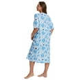 thumbnail image 3 of Baywell Women's Plus Size Mid-length Floral Printed Sleepshirt Short Sleeves Pleated Nightgowns Buttons Sleepdress Casual Loungewear XL-5XL, 3 of 7