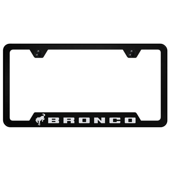 Ford Bronco 2020 Laser Etched Logo Cut-Out License Plate Frame (Black)