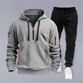 thumbnail image 5 of Ettsollp 2Pcs/Set Men Sweatshirt Pants Set Hooded Drawstring Long Sleeve Sport Tops Elastic Waist Long Pants Set Solid Color Baggy Tracksuit, 5 of 8