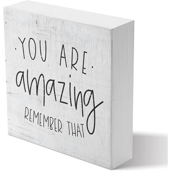 Zomyto 5x5 Inches Simply Said Small Talk You Are Amazing Remember That Inspiring and Reassuring Wood Sign Wood Block Plaque Desk Decor Office Shelf Or Desk Display Gifts Friends