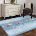 thumbnail image 3 of Coastal Blue Striped Area Rugs 2.7'x5', Washable Small Throw Rugs for Kitchen Bedroom, Ocean Sea Summer Starfish Coral Shells Indoor Outdoor Rug Non-Slip Low Pile Carpet Runner Reversible Floor Mats, 3 of 8