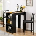 thumbnail image 2 of VECELO 3-Piece Pub Counter Height Dining Set, Kitchen Table & Chairs w/ Storage, Brown, 2 of 13