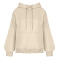 thumbnail image 4 of Oversized Sweatshirts for Women Clearance Winter Fall Loose Fit Hooded Long Sleeve Batwing Off the Shoulder with Pocket Plain Hoodie Cotton Sweatshirt Sweatshirts(Beige,XL), 4 of 6