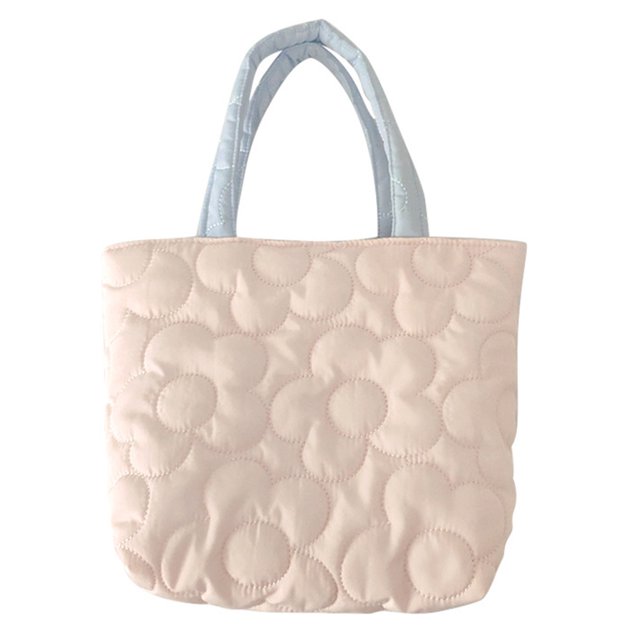 Bolso Coreano Mujer Algodón Acolchado Sweet Shopper Art Tote Bag (Rosa)