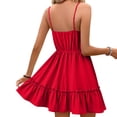thumbnail image 5 of YueHuiYing Women's Summer V-Neck Strapless Ruffled A-Line Dress - Available in Multiple Colors Casual Beach Style, 5 of 6