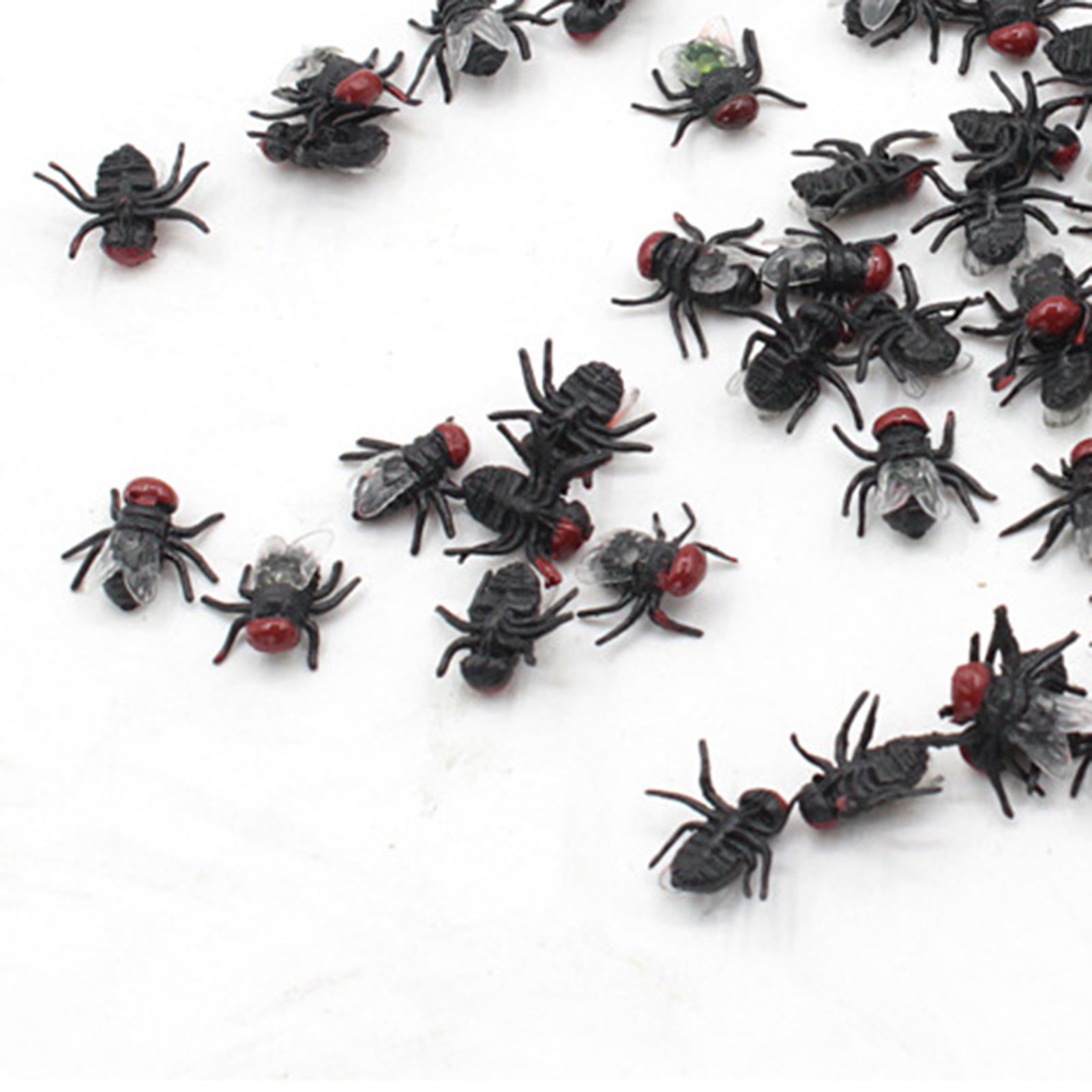 100pcs Fake Fly Flies Vivid Bug Halloween Trick Party Horror Joke Toys 