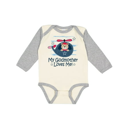 

Inktastic My Godmother Loves Me Boys Gift Baby Boy Long Sleeve Bodysuit