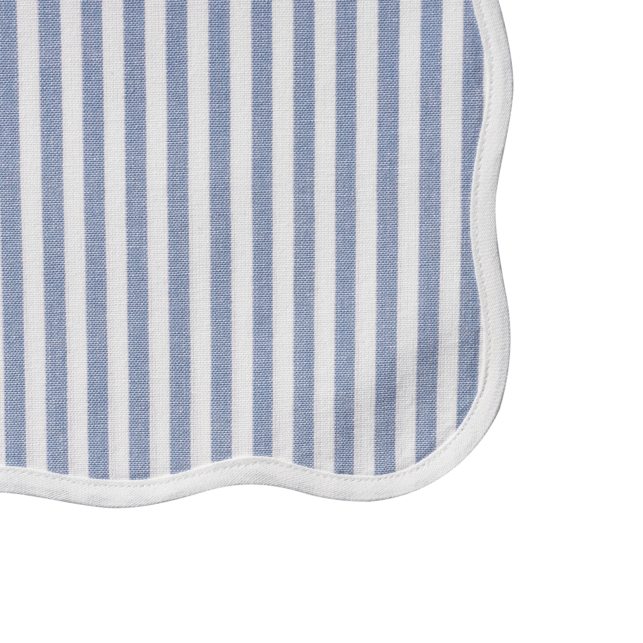 Striped Cotton Scallop Table Placemat, Blue and White, 20" x 14", by My Texas House