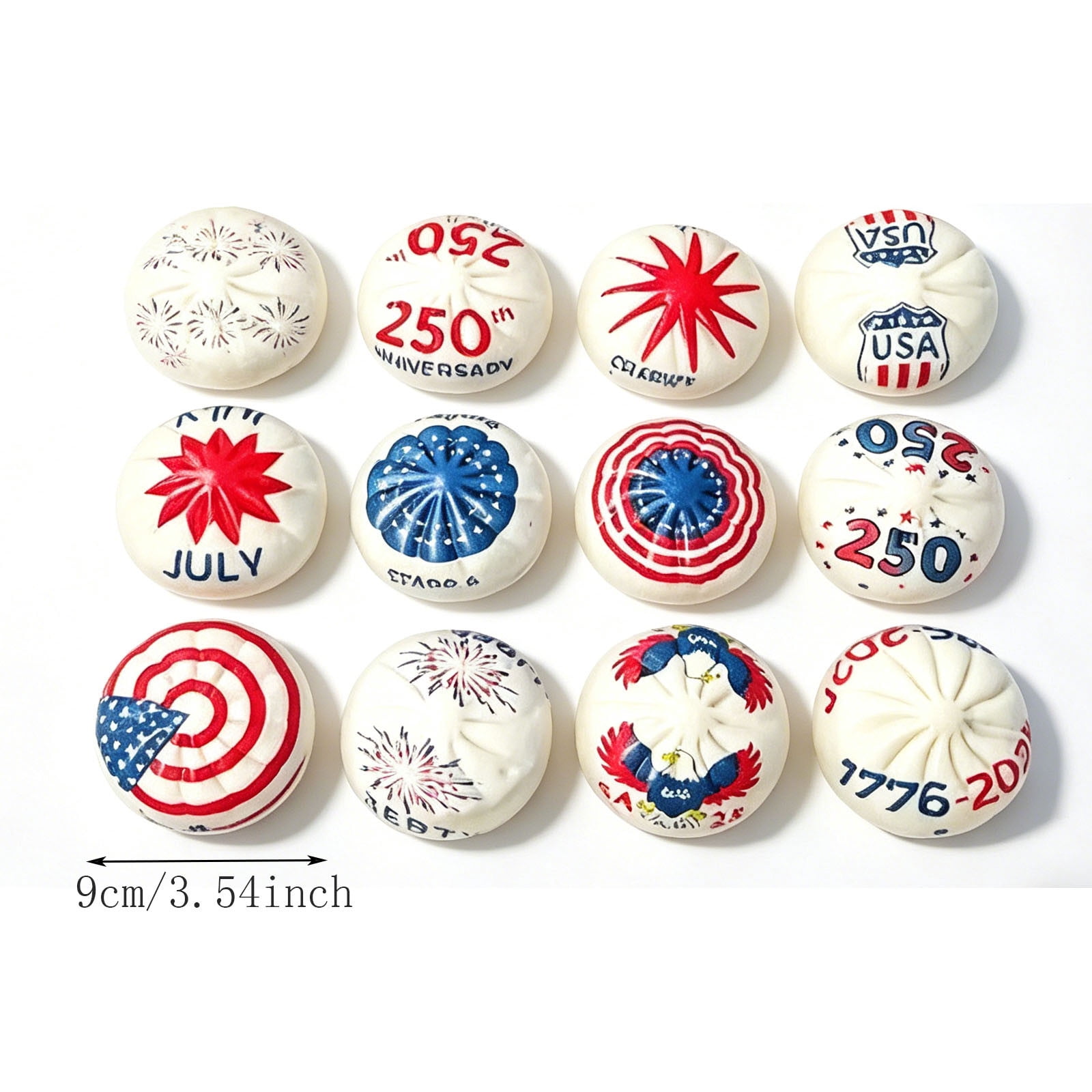 Dumpling Squishy Mystery Box 12 Pack Soft Squishy Toys For Stress Relief, Great Independence Day Decoration For All Ages
