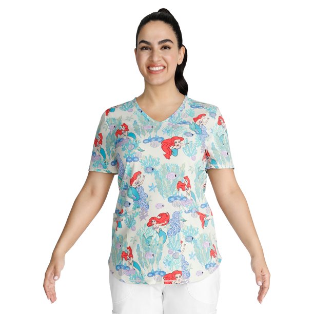Disney The Little Mermaid Women's VNeck Scrub Top