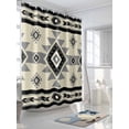 thumbnail image 3 of Boho Southwest Shower Curtain, Aztec Tribal Retro Geometric Patterns Bathroom Decor Curtains Set with Hooks, Gray Waterproof Fabric Home Accessories， 72 X 72 Inch Long, 3 of 6