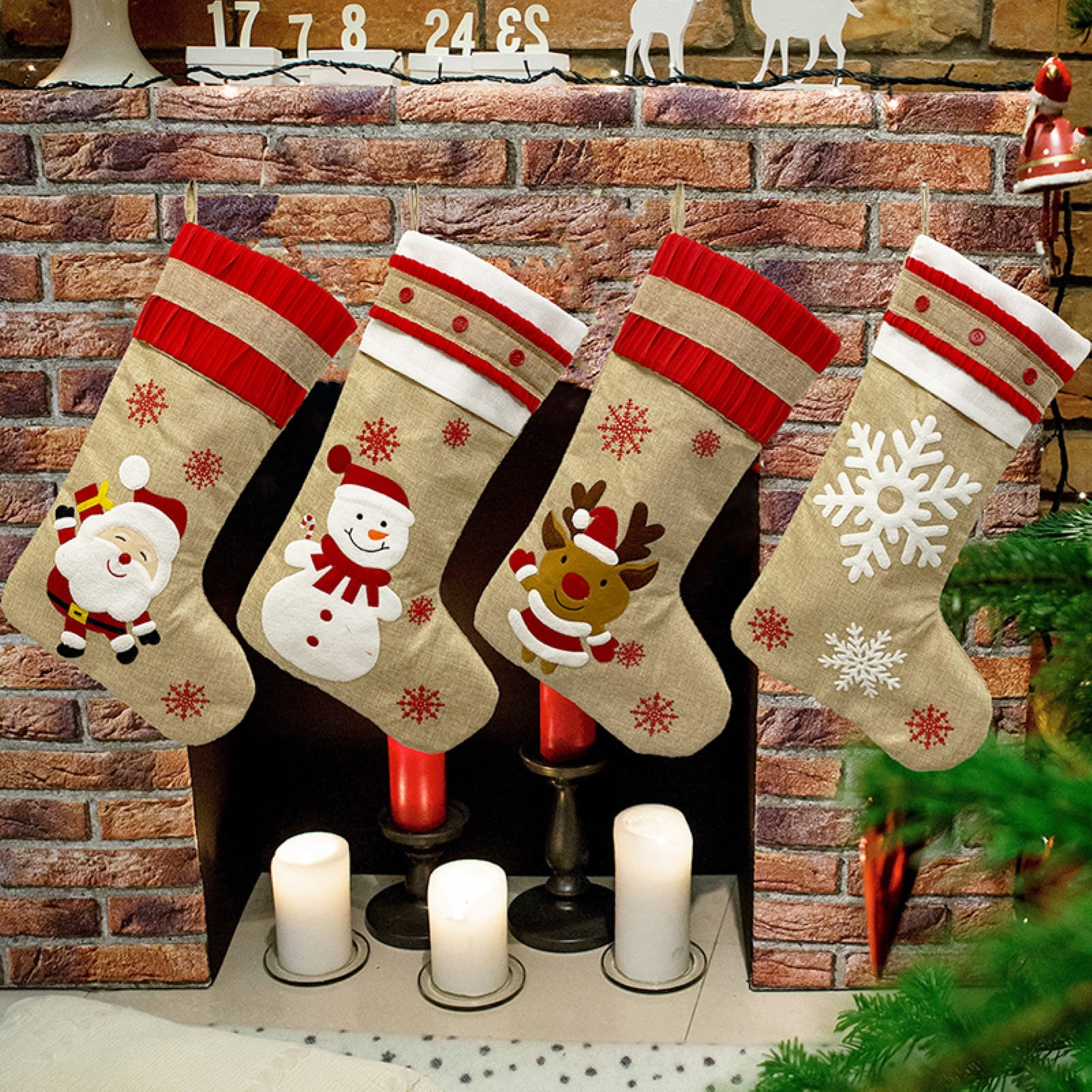 Cheers.US Christmas Stockings, Big Size Classic Christmas Stocking, Christmas Tree Ornaments 