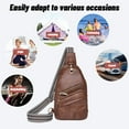 thumbnail image 5 of QTOCIO Soft Leather Chest Bag Shoulder Fashion Backpack Vintage Chest Casual Bag Crossbody Bag, 5 of 6