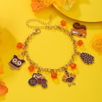 100Fens Thanksgiving Alloy Bracelet Maple Leaf Sunflower Bracelet Orange Turkey Thanksgiving Hand Decoration Gift Festive Atmosphered