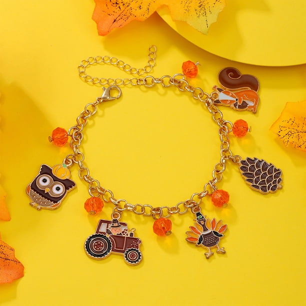 Uuiauoio Thanksgiving Themed Alloy Bracelet ,Festive Hand Decoration for Seasonal Celebrations, Thanksgiving Hand Decoration Gift Festive Atmosphered,Adjustable Design for Women and Teens