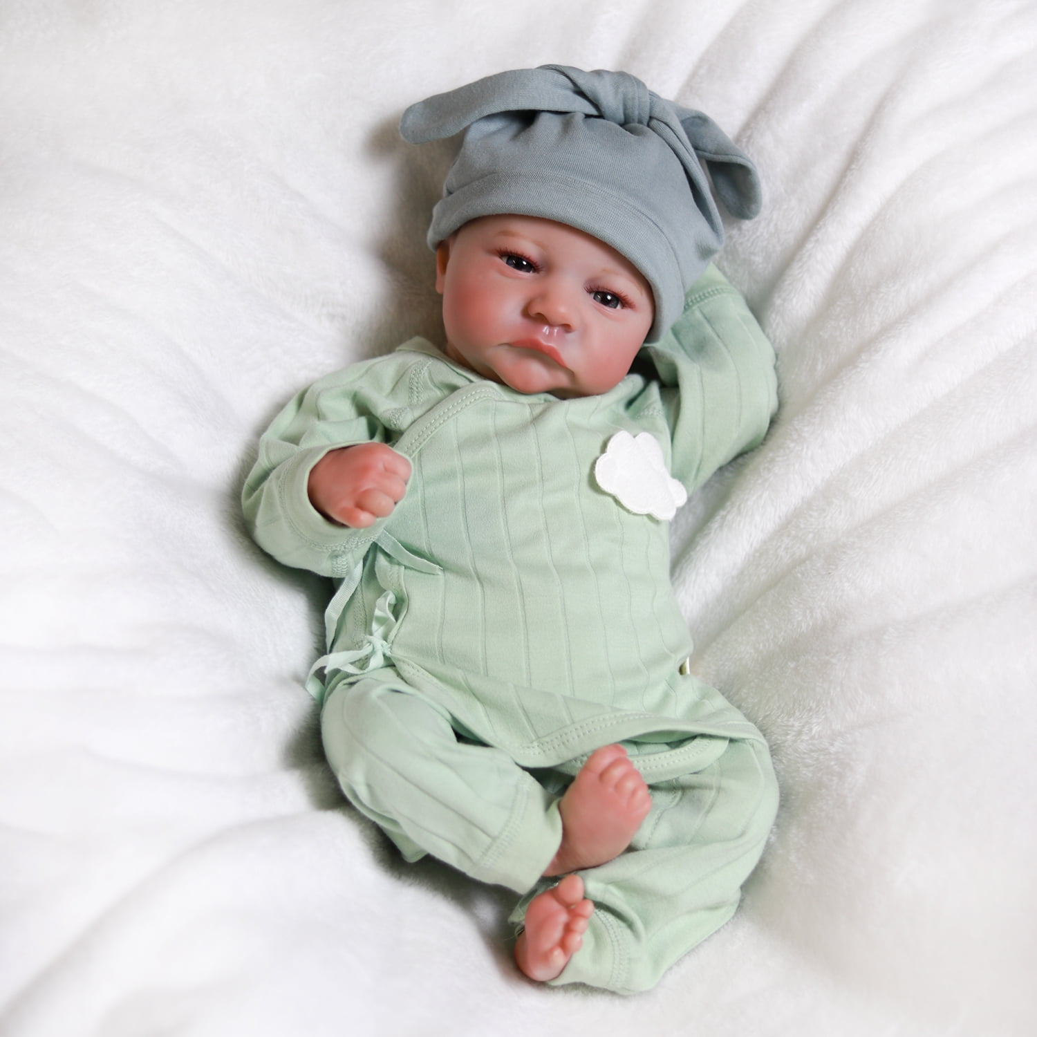 Reborn Newborn Baby Boy Doll Vinyl Silicone Handmade 18inch Lifelike Dolls Soft Cloth Body Gift