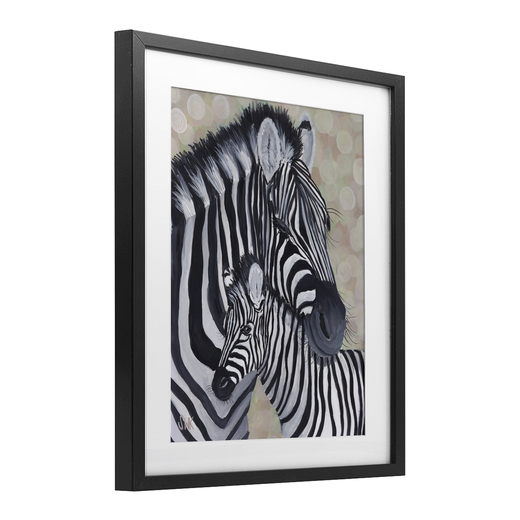 Stupell Industries Mama Zebra & Her Foal Black Framed Print Under Glass, design by Sarah Waldron Kimball
