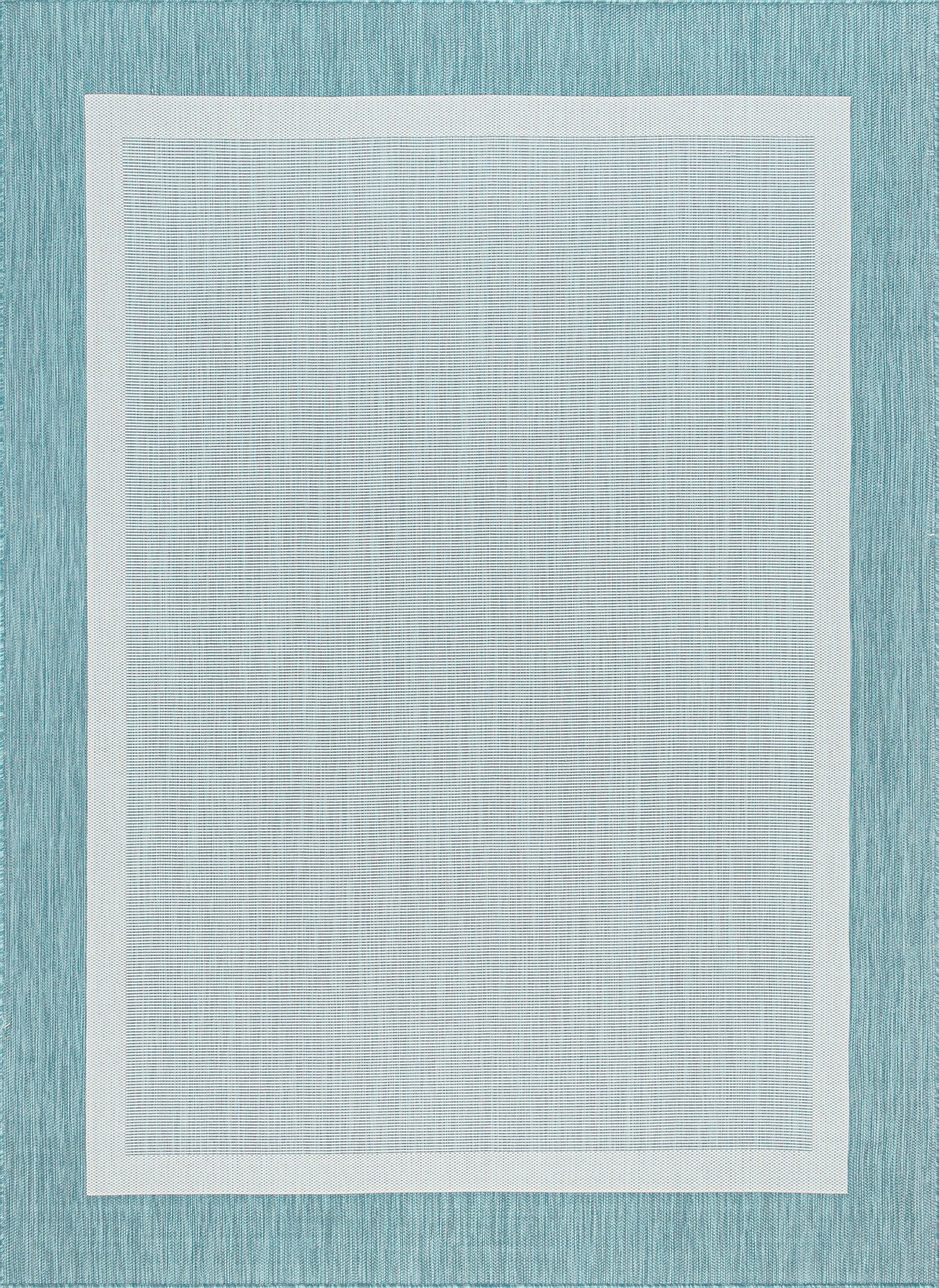 4x6 Water Resistant, Indoor Outdoor Rugs for Patios, Front Door Entry, Entryway, Deck, Porch, Balcony | Outside Area Rug for Patio | Aqua, Solid Border | Size: 4' x 5'3''