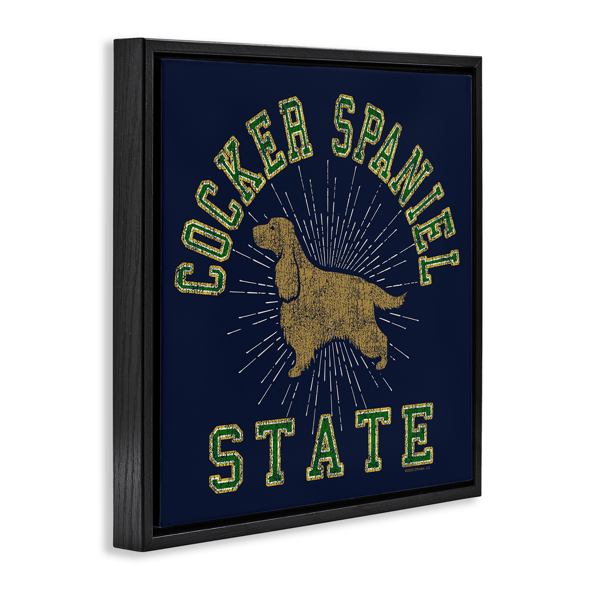 Stupell Industries Cocker Spaniel State Novelty & Humor Painting Black Floater Framed Canvas Art Print Wall Art, 18 x 18