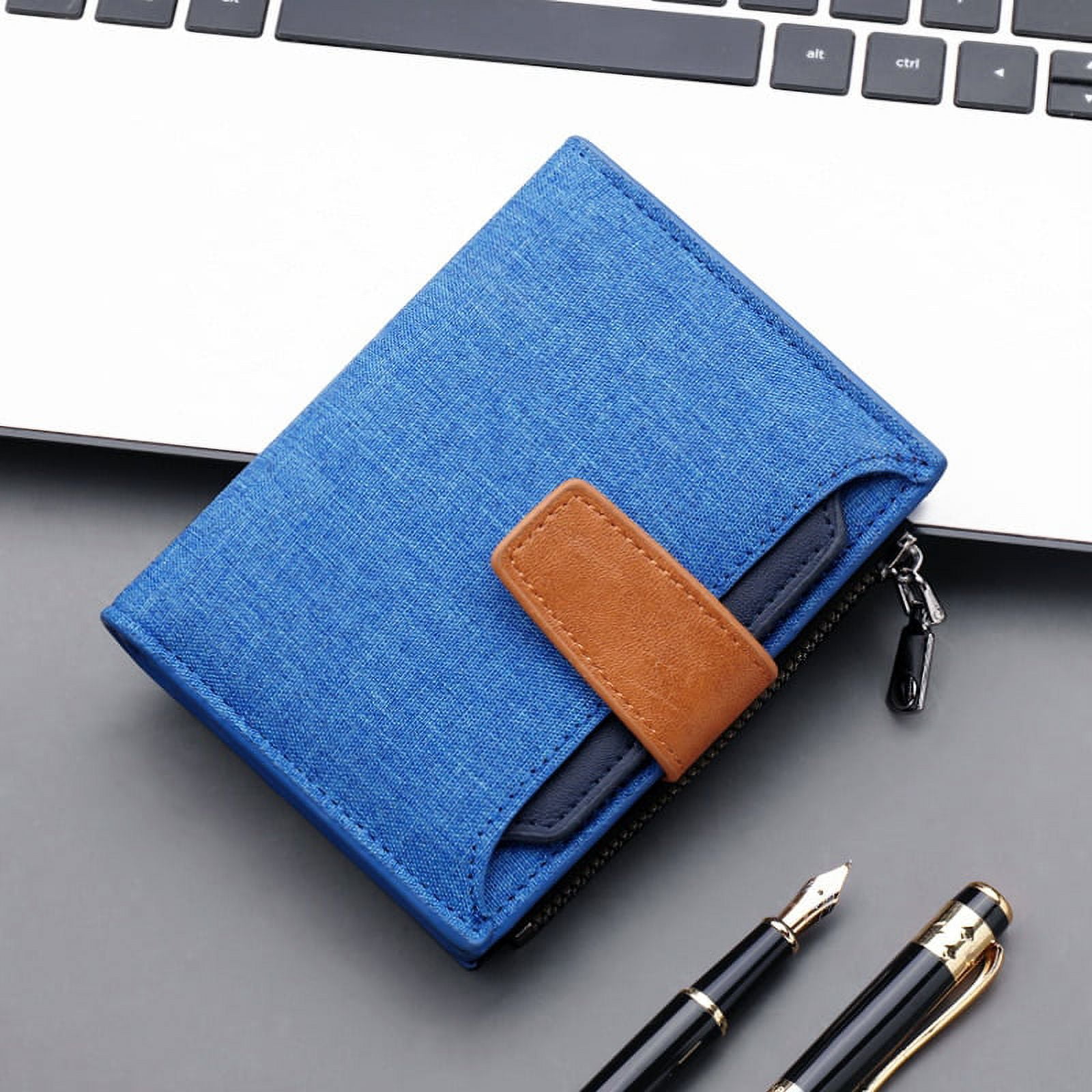 Men Wallet Canvas and PU Leather Gray/blue/black Short Male Purse