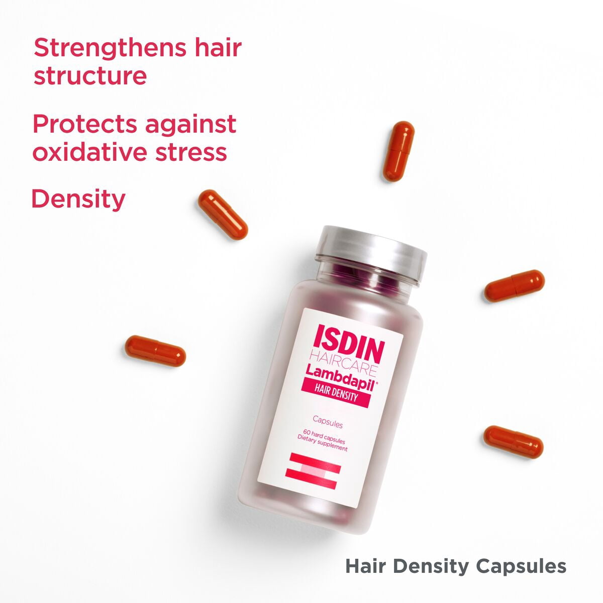 ISDIN Lambdapil Hair Density Capsules: Hair Thickening Vitamin Capsules for thinning hair, 60 Capsules.